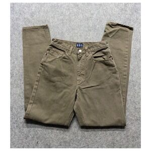 Vintage Gap Jeans Mens 8 Olive Green High Waisted Tapered Leg Denim Made in USA